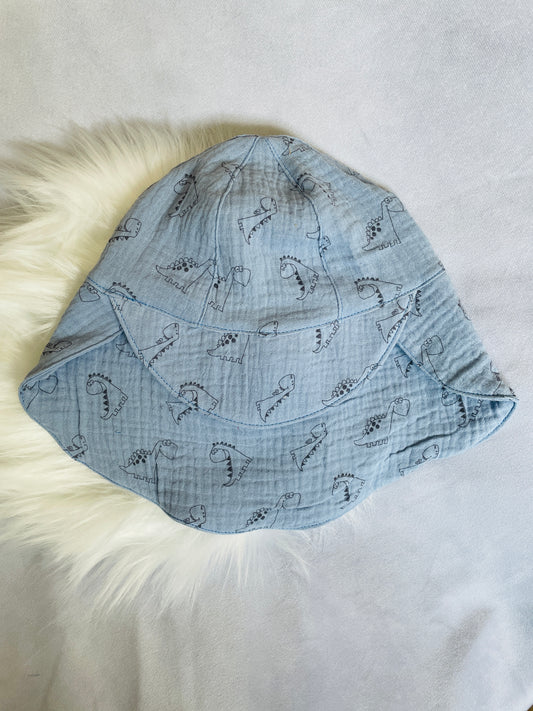 Sommermütze mit Nackenschutz blauer Dino