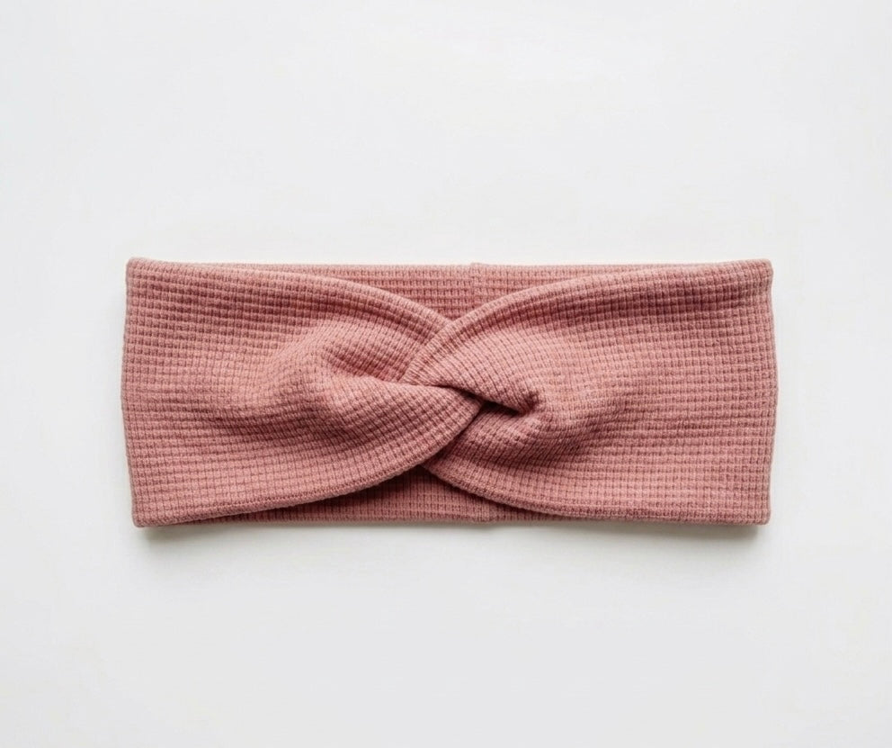 Stirnband Waffeljersey Rosa