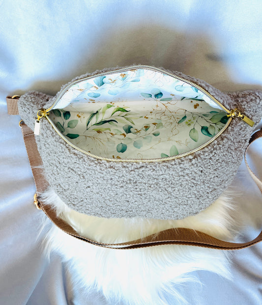 Gürteltasche Teddyfleece Taupe