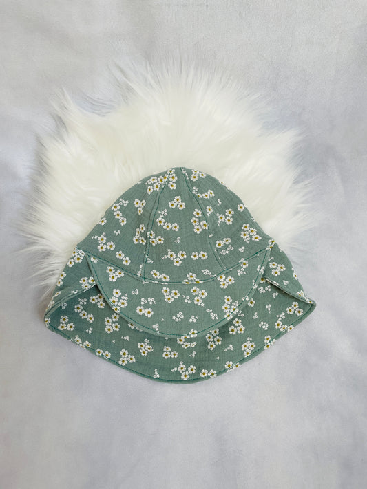 Sommermütze mit Nackenschutz Gänseblümchen