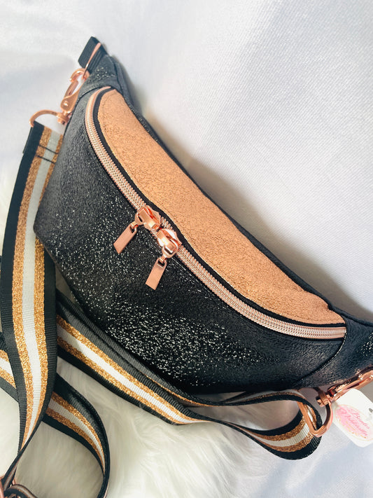 Gürteltasche Metallic schwarz, rosé