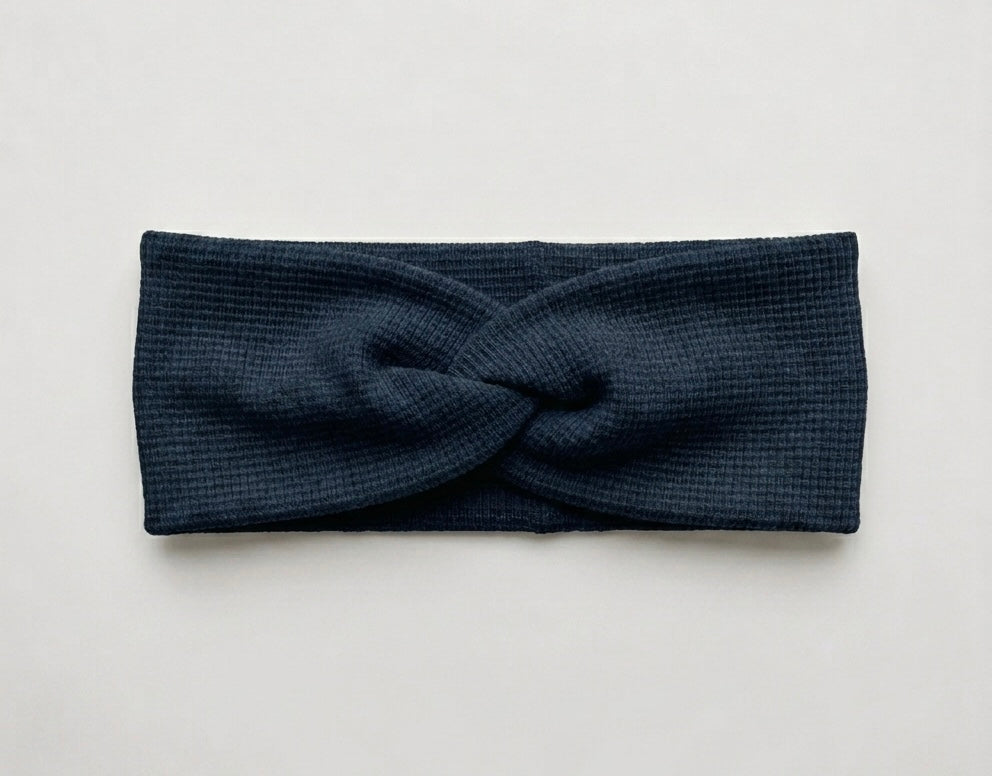 Stirnband Waffeljersey Navy