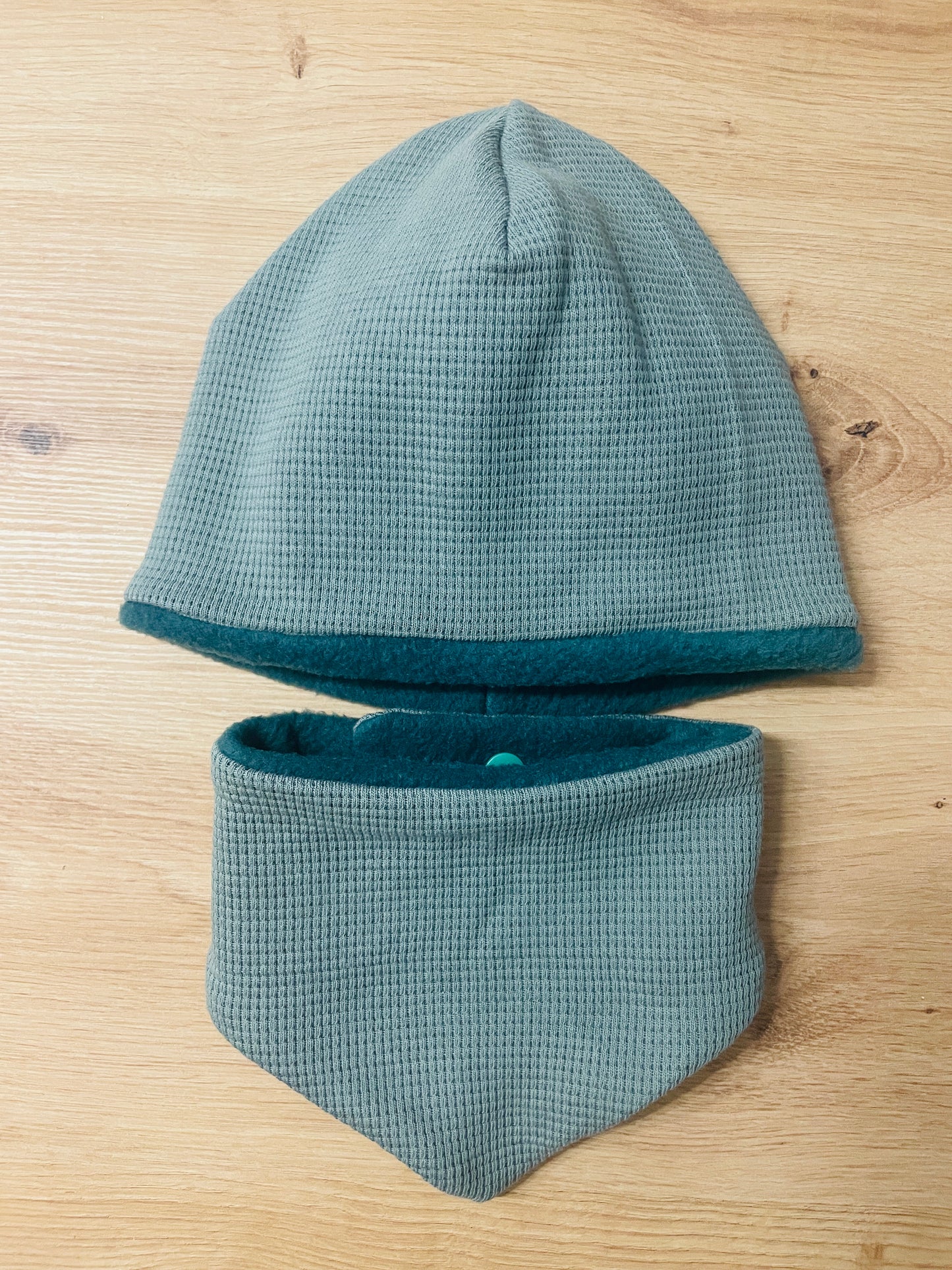 SALE! Mütze mit Dreieckstuch Waffeljersey Schilf