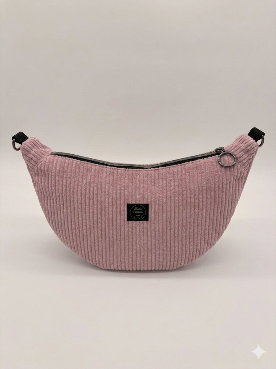 Halfmoon Bag Cord Rosa