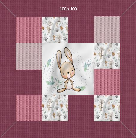 Patchwork-Krabbeldecke Waldtiere Hase Beere