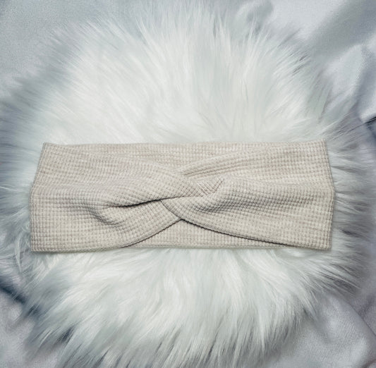 Stirnband Waffeljersey Creme meliert