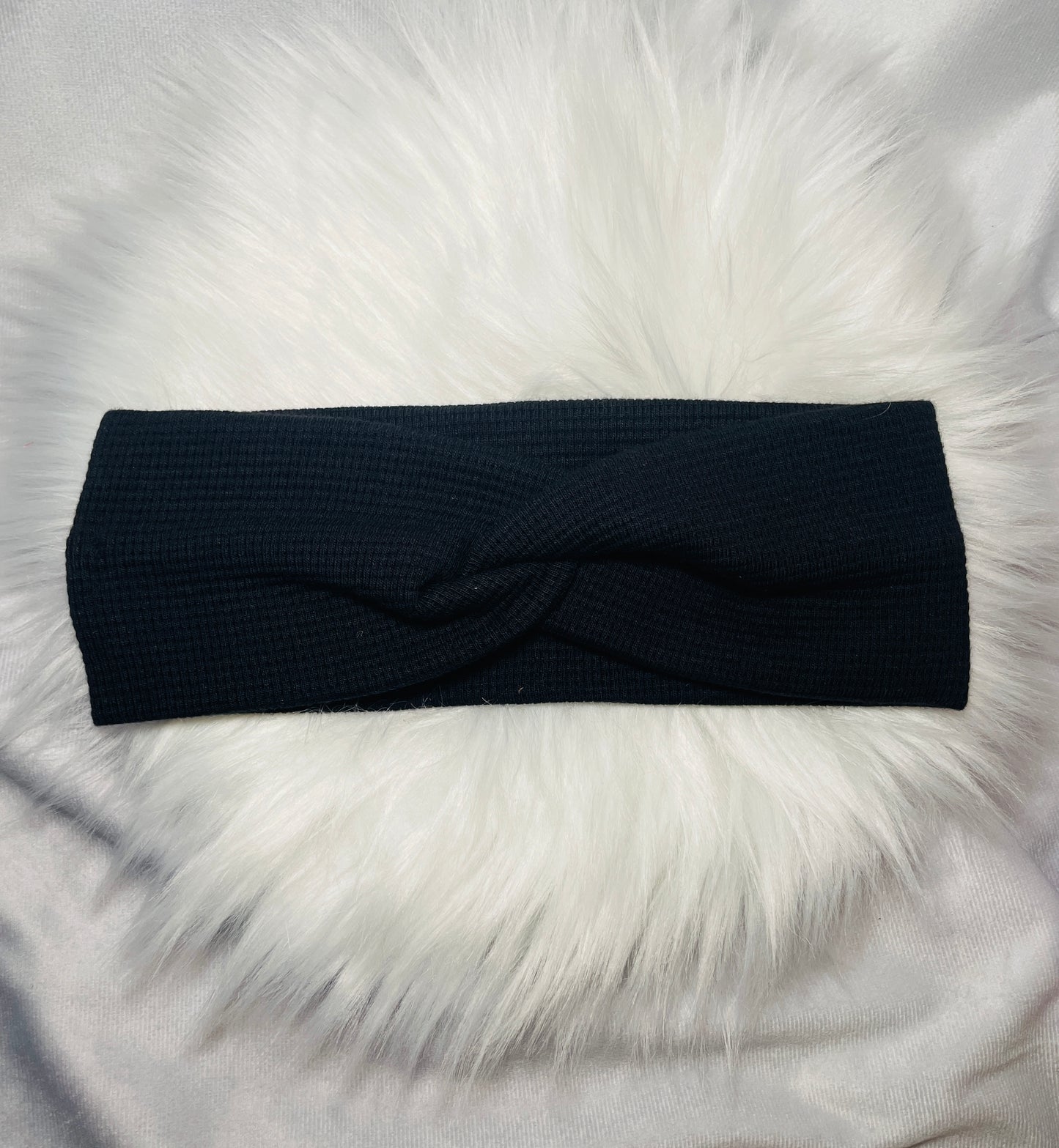 Stirnband Waffeljersey Schwarz