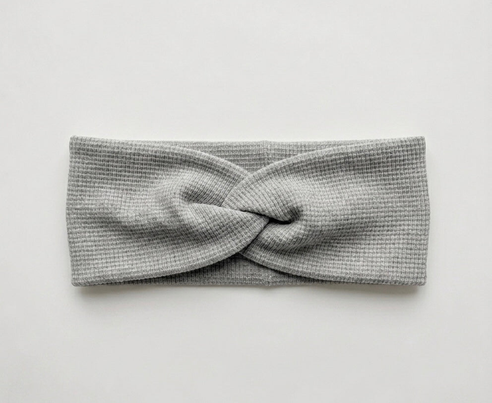 Stirnband Waffeljersey Grau