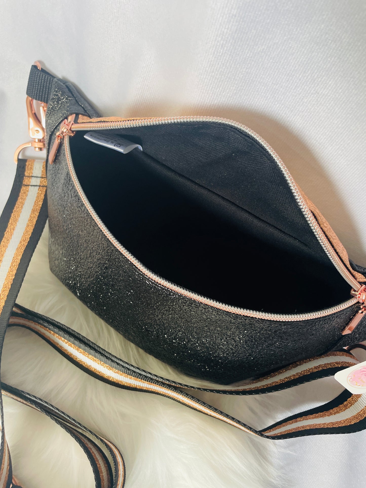 Gürteltasche Metallic schwarz, rosé