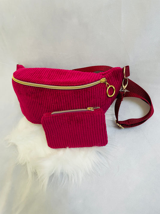 Gürteltasche Cord Weinrot