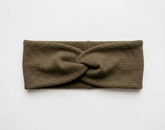 Stirnband Waffeljersey Oliv