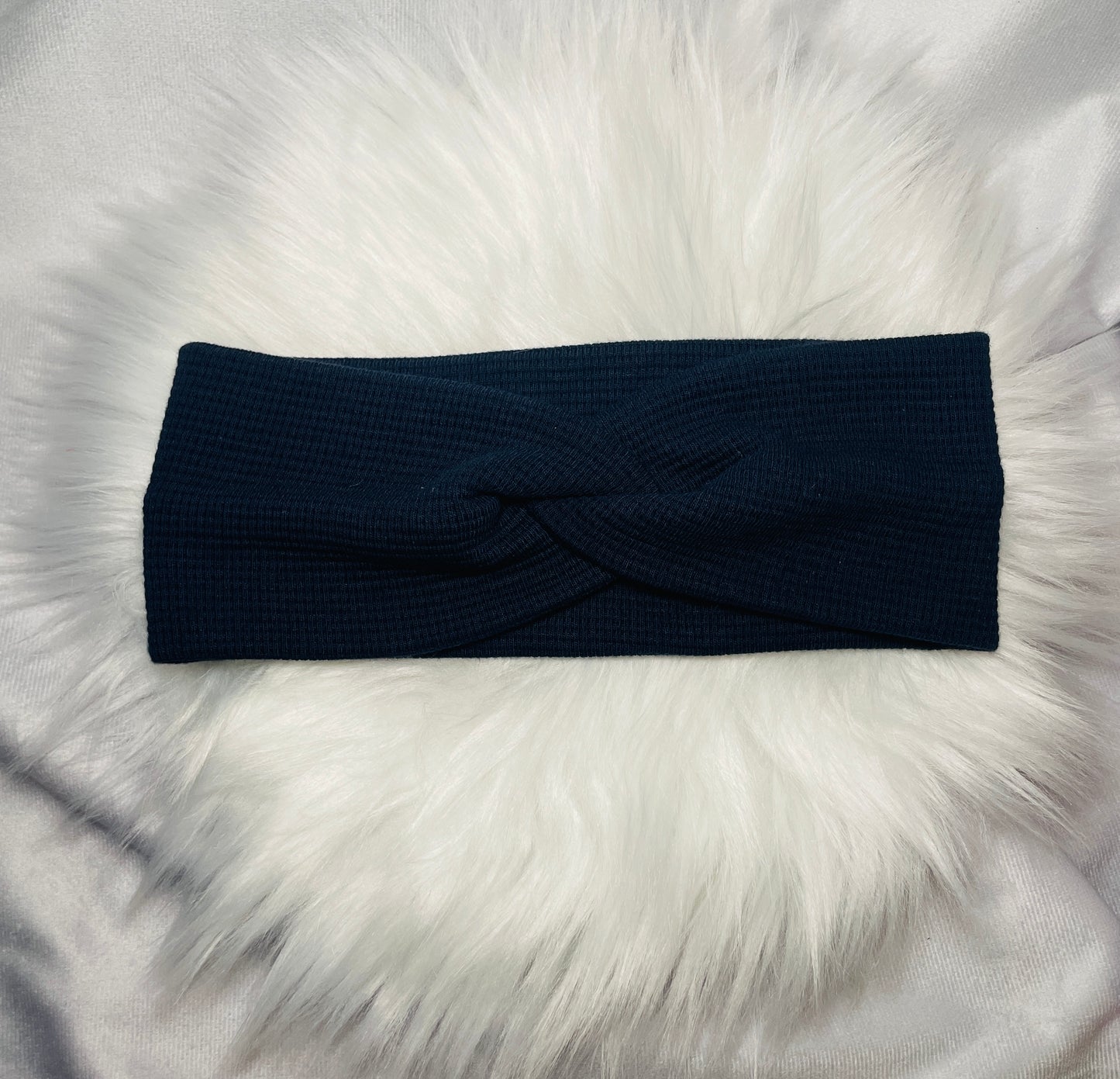 Stirnband Waffeljersey Navy