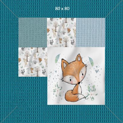 Patchwork-Krabbeldecke Waldtiere Fuchs Petrol