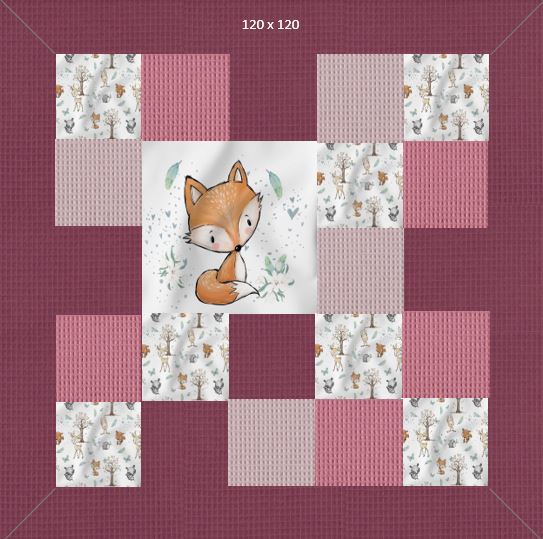 Patchwork-Krabbeldecke Waldtiere Fuchs Beere