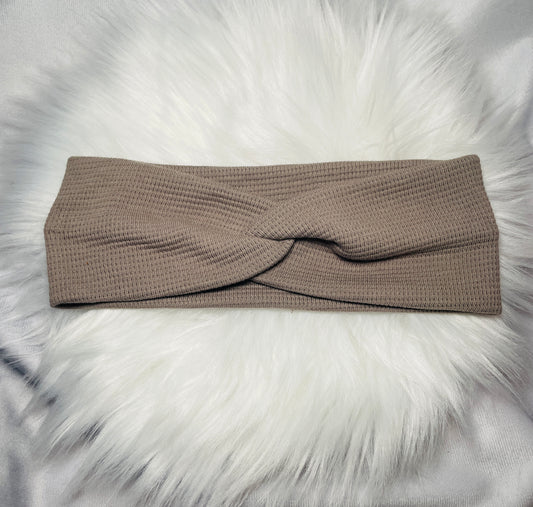 Stirnband Waffeljersey Taupe