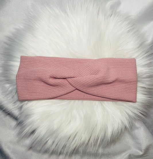 Stirnband Waffeljersey Rosa