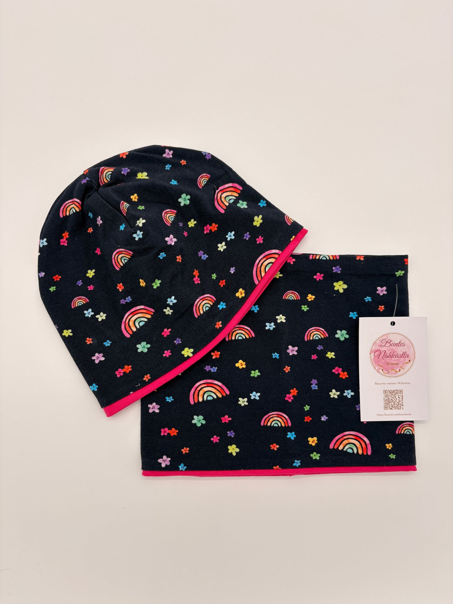 Mütze und Loop Pink Rainbow