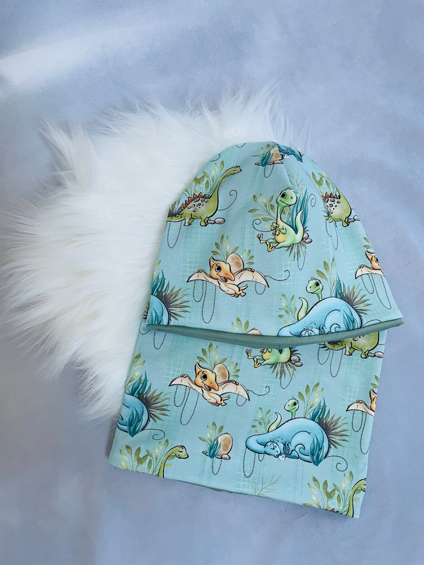 Mütze und Loop Dino Mint