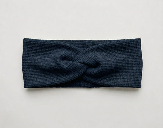 Stirnband Waffeljersey Navy