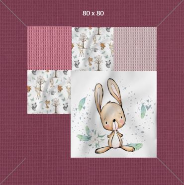 Patchwork-Krabbeldecke Waldtiere Hase Beere