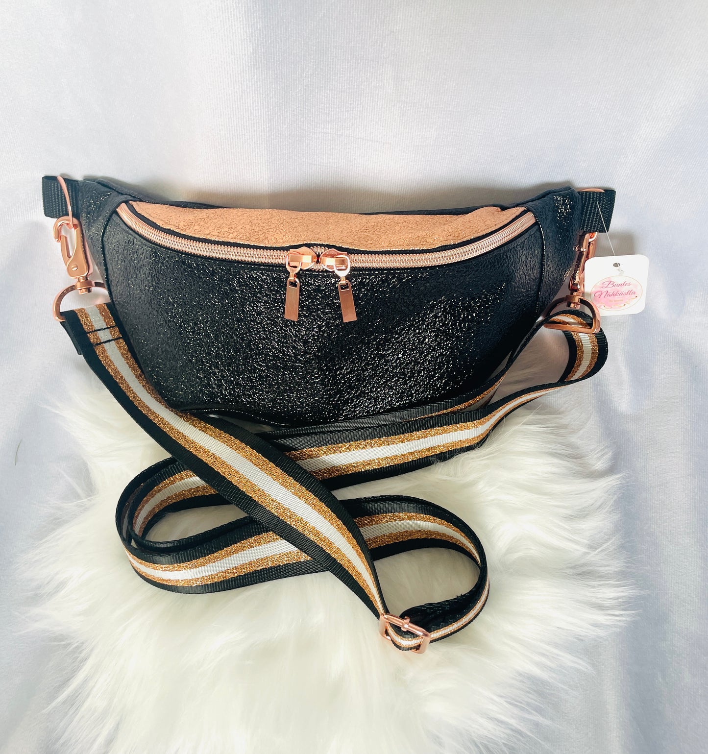 Gürteltasche Metallic schwarz, rosé
