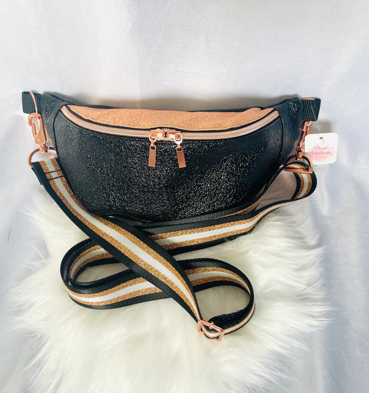 Gürteltasche Metallic schwarz, rosé