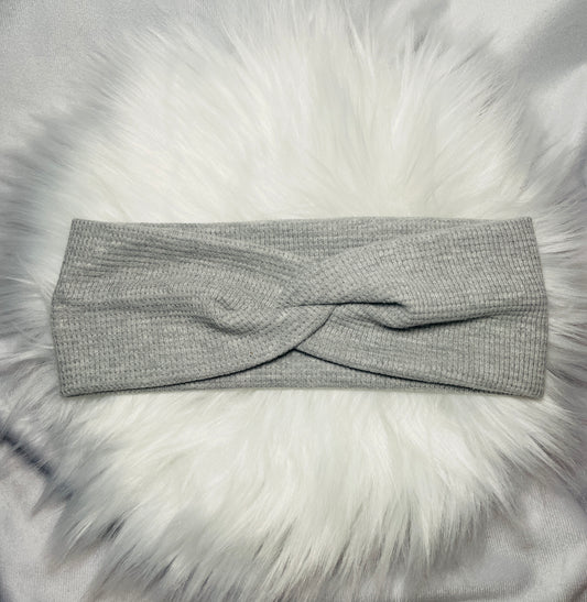 Stirnband Waffeljersey Grau