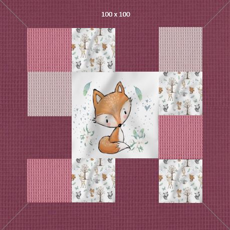 Patchwork-Krabbeldecke Waldtiere Fuchs Beere