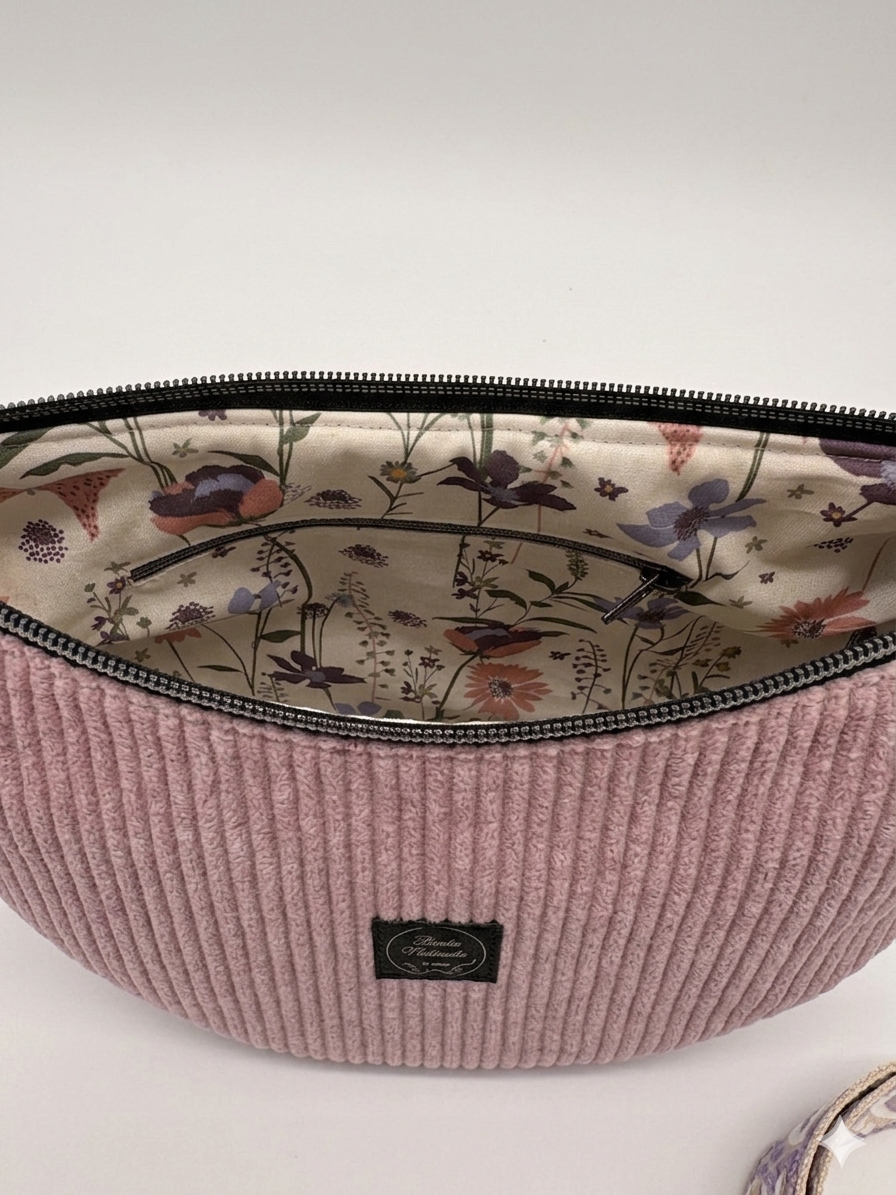Halfmoon Bag Cord Rosa