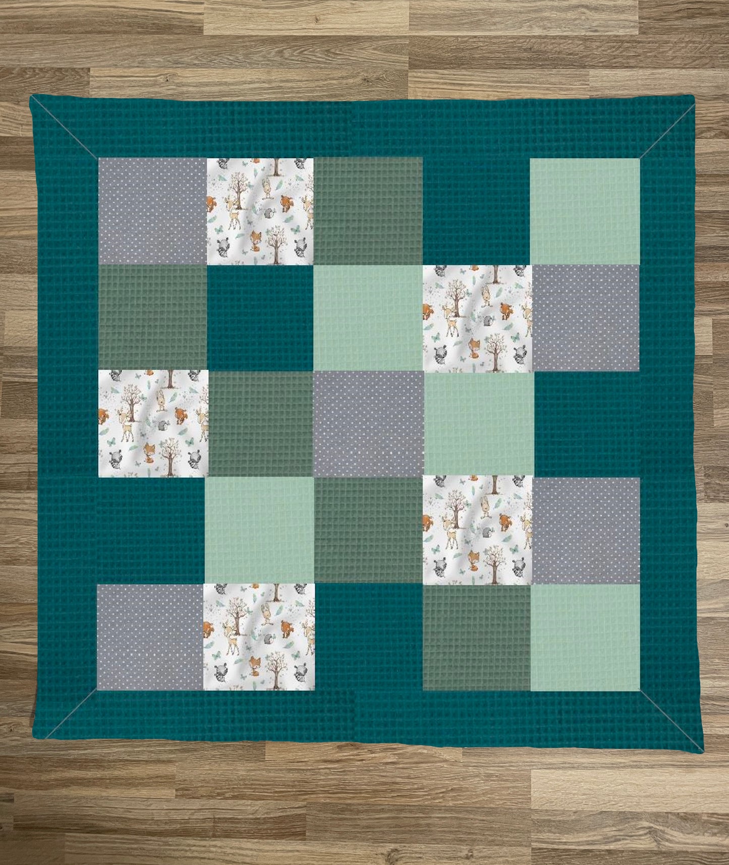 Patchwork-Krabbeldecke Waldtiere