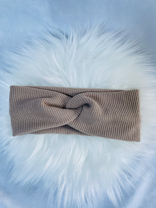 Stirnband Strick Taupe