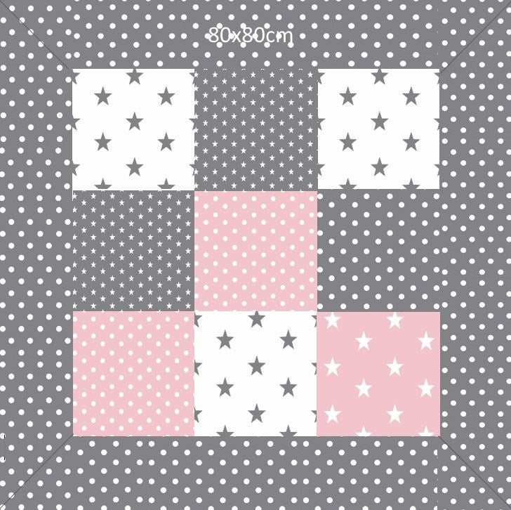 Patchwork-Krabbeldecke Rosa Grau Sterne